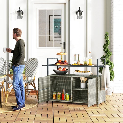 Outsunny rattan outdoor bar - outdoor,