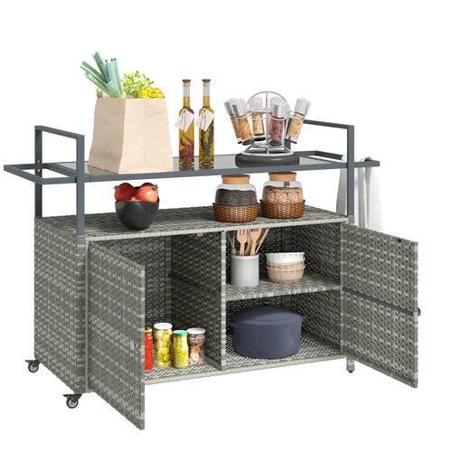 Outsunny rattan outdoor bar - pe,
