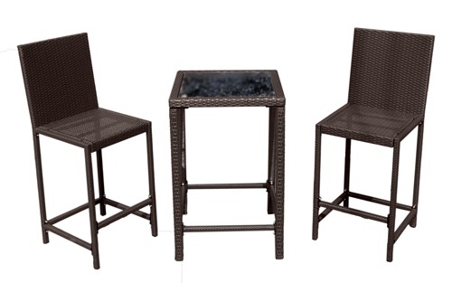 Dark brown wicker patio - wicker, bar