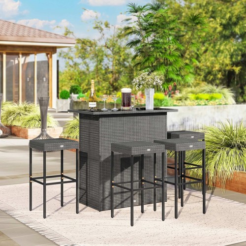 Outsunny wicker outdoor bar - wicker,