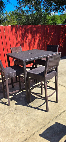 Outdoor wicker bar - wicker, bar-height