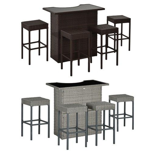 5pc rattan wicker bar - wicker,